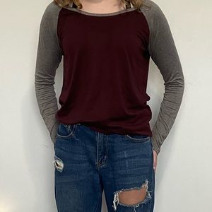 Burgundy and Gray Long Sleeve - Medium